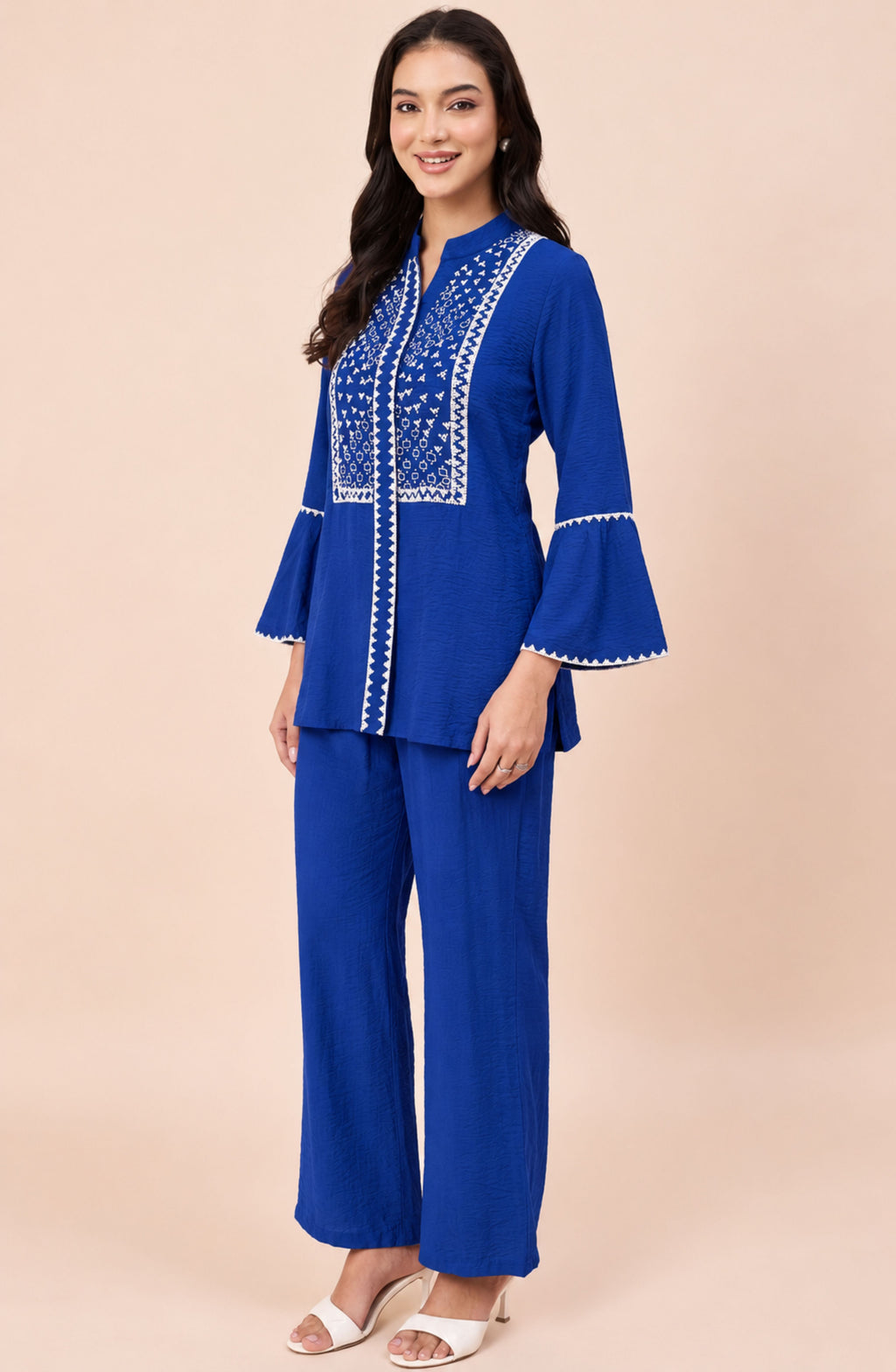 Royal Blue Bliss Embroidered Co-ord Set