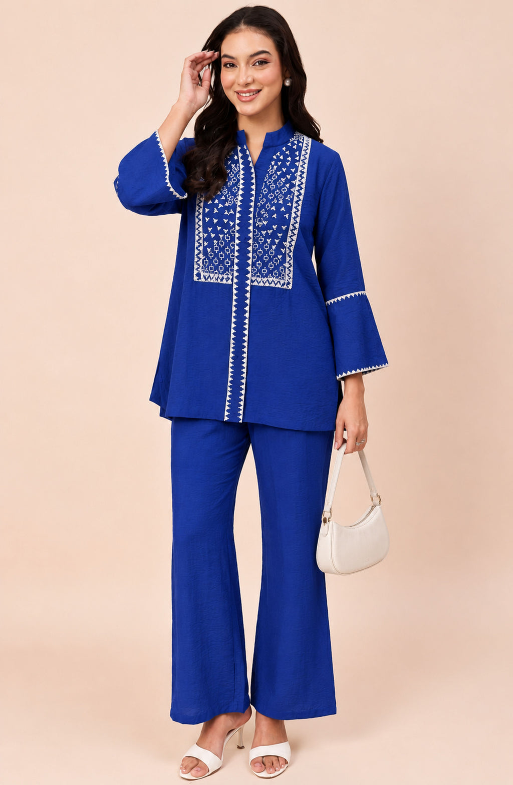 Royal Blue Bliss Embroidered Co-ord Set