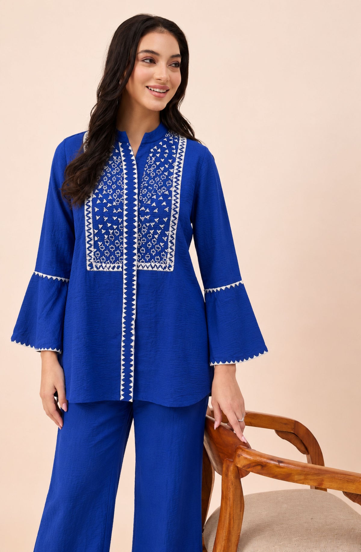 Royal Blue Bliss Embroidered Co-ord Set