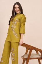 Mustard Co-ord Set with Ivory Floral Applique