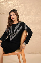 Midnight Bolt Embellished Black Dress