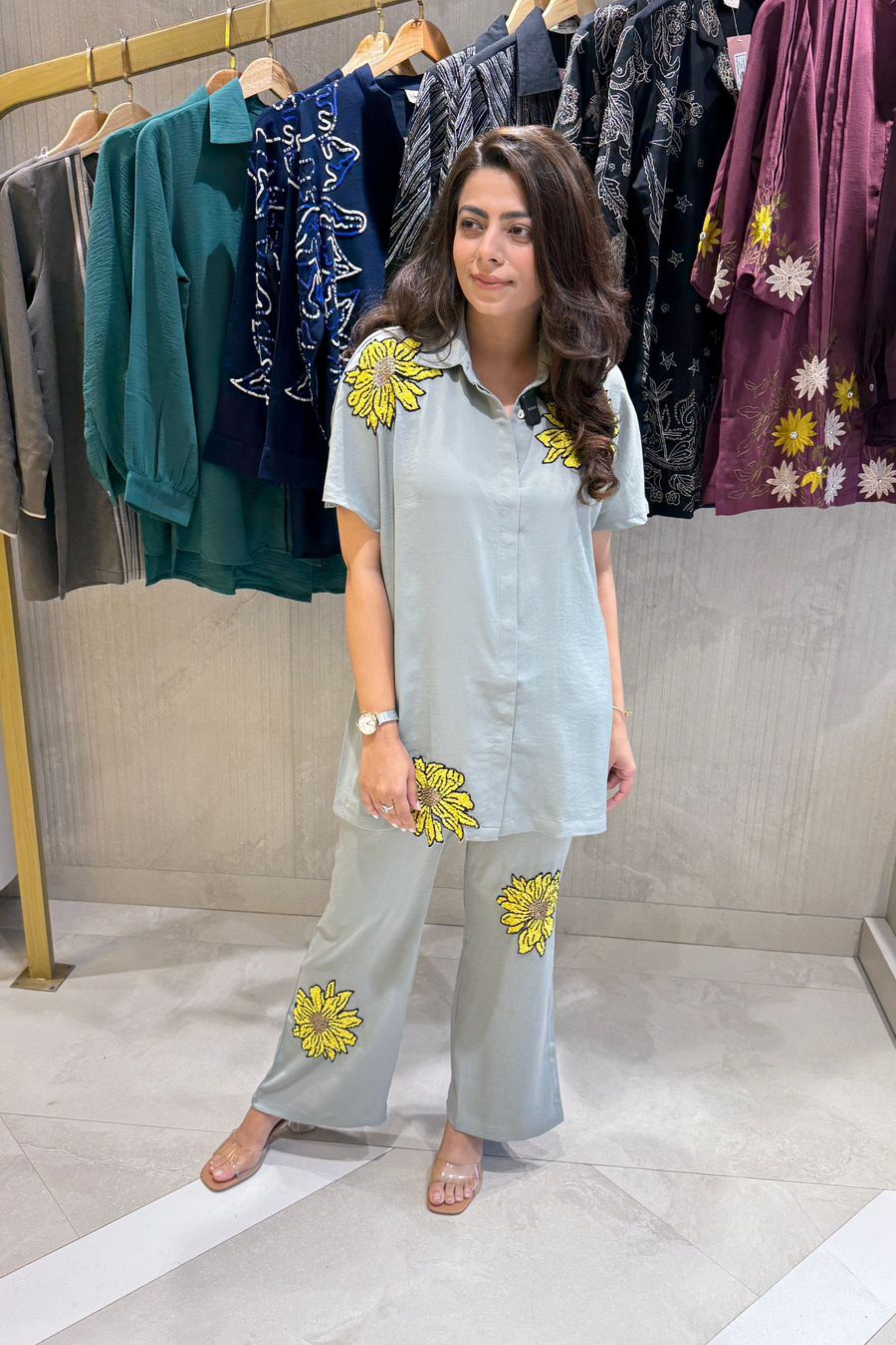 Dusty Grey Floral Co-ord Set