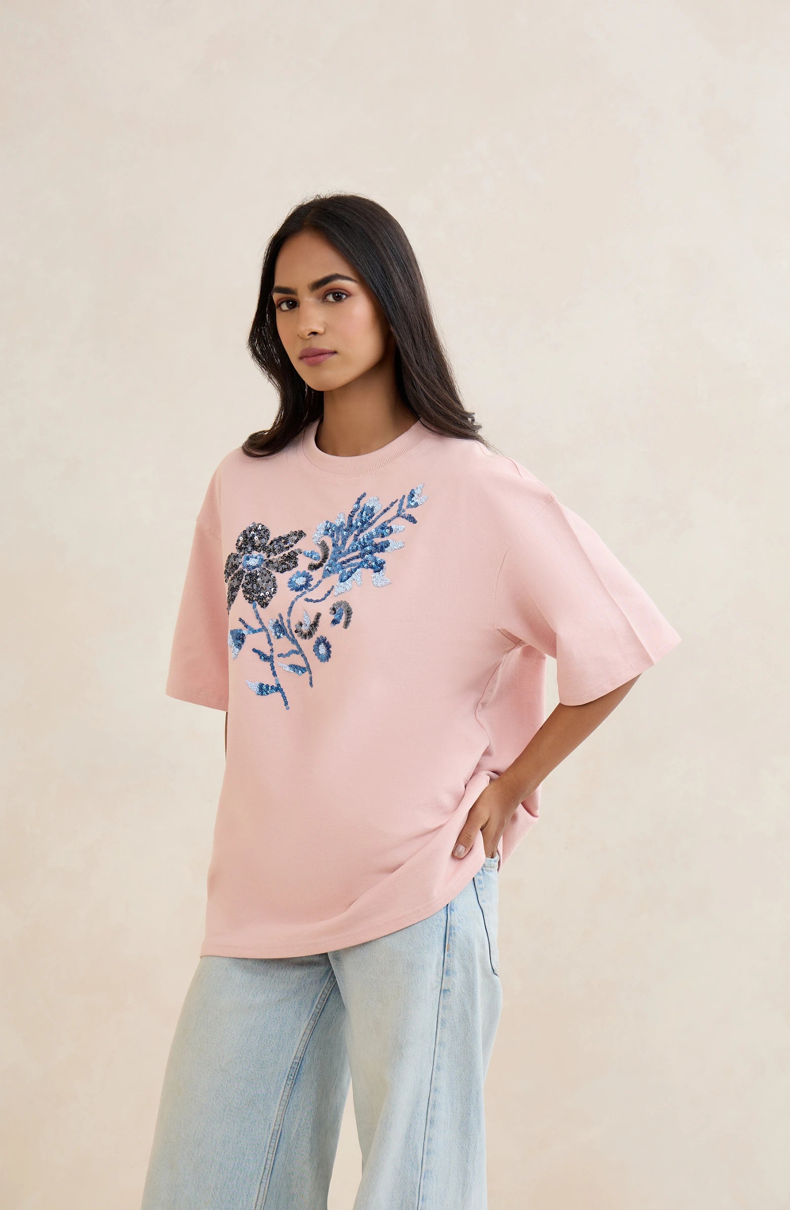 Rosy Dusk Embellished T-Shirt