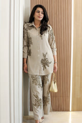 Graceful Beige Embellished Co-ord Set