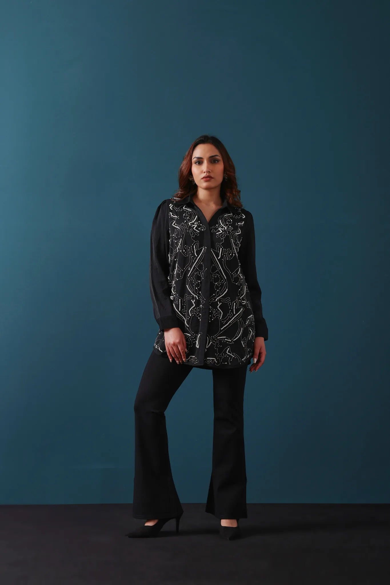 Black & Pearl Embellished Shirt