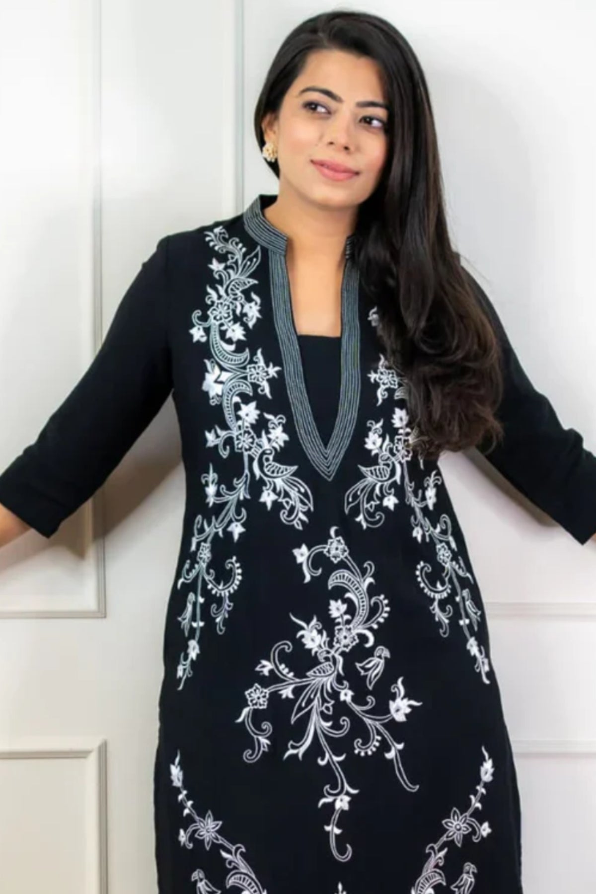 Black Embroidered Kurta Set