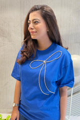 Royal Blue Crystal Bow T-Shirt