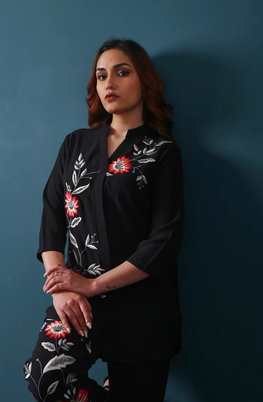 Black Embroidered Co-ord Set