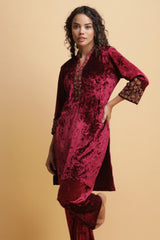 Embroidered Velvet Kurta set