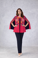Pink Floral Embroidered Cape