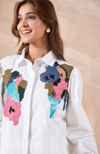 White Shirt with Multicolour Sequin Applique