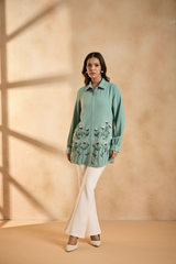 Sea Green Embroidered Shirt