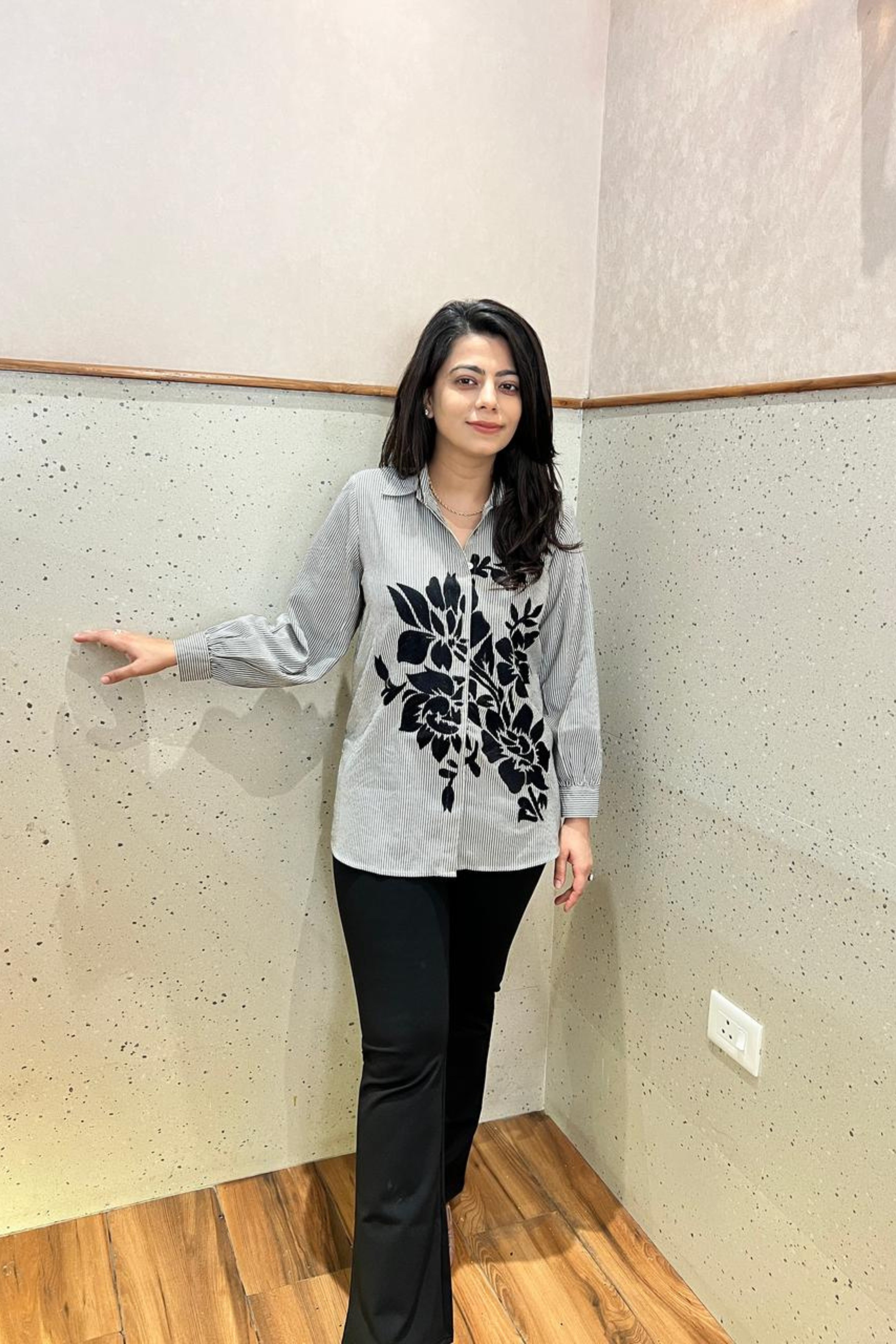 Semi-Formal Black Striped Shirt