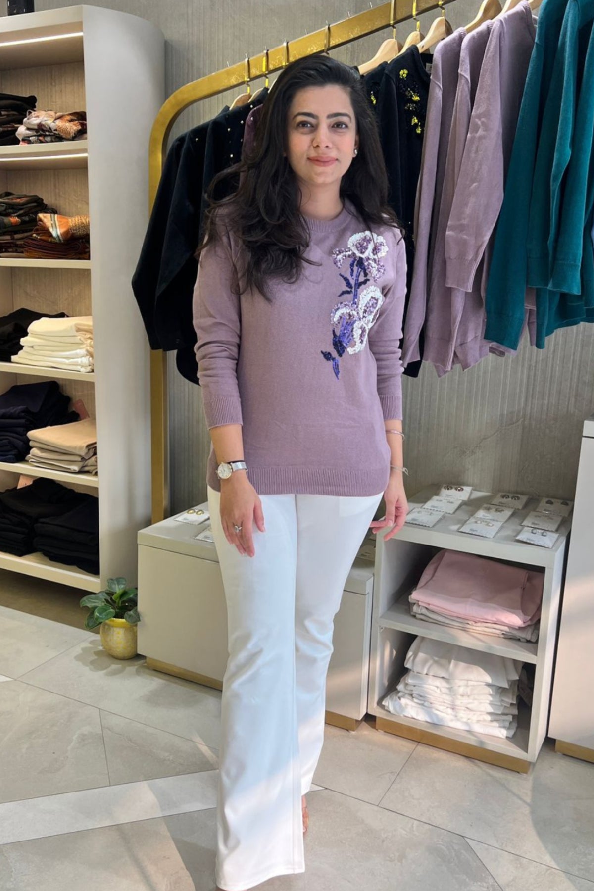 Lilac Embellished Sweater