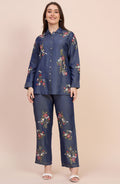 Denim Floral Embroidered Co-ord Set