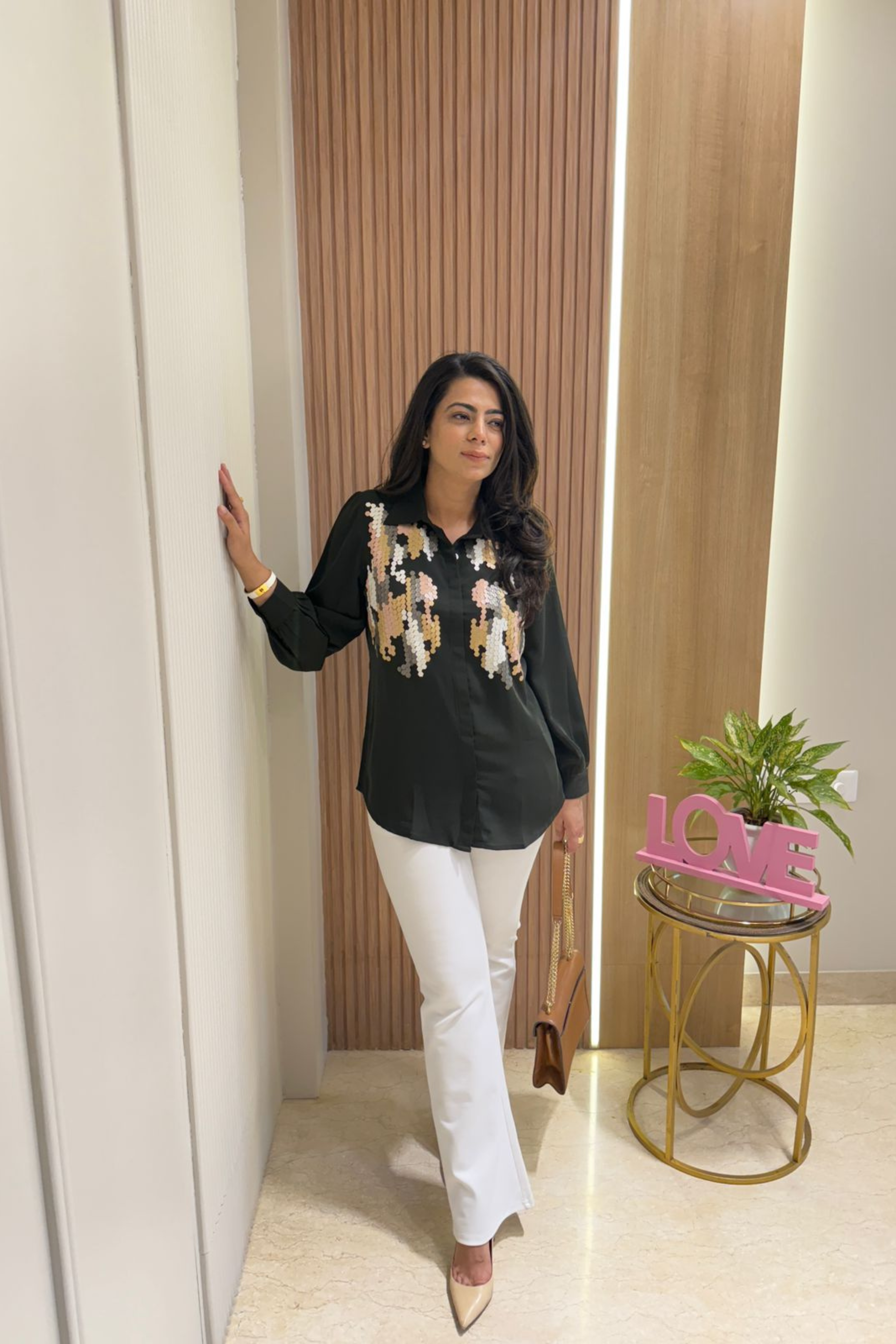 Olive Spark Sequin Shirt