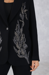 Black Embellished Blazer Set