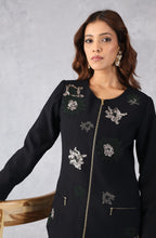 Black Embellished Zip-Front Co-Ord