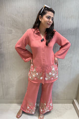 Peach Blush Embellished Co-Ord Set
