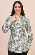 Ivory & Green Botanical Leaf Print Shirt