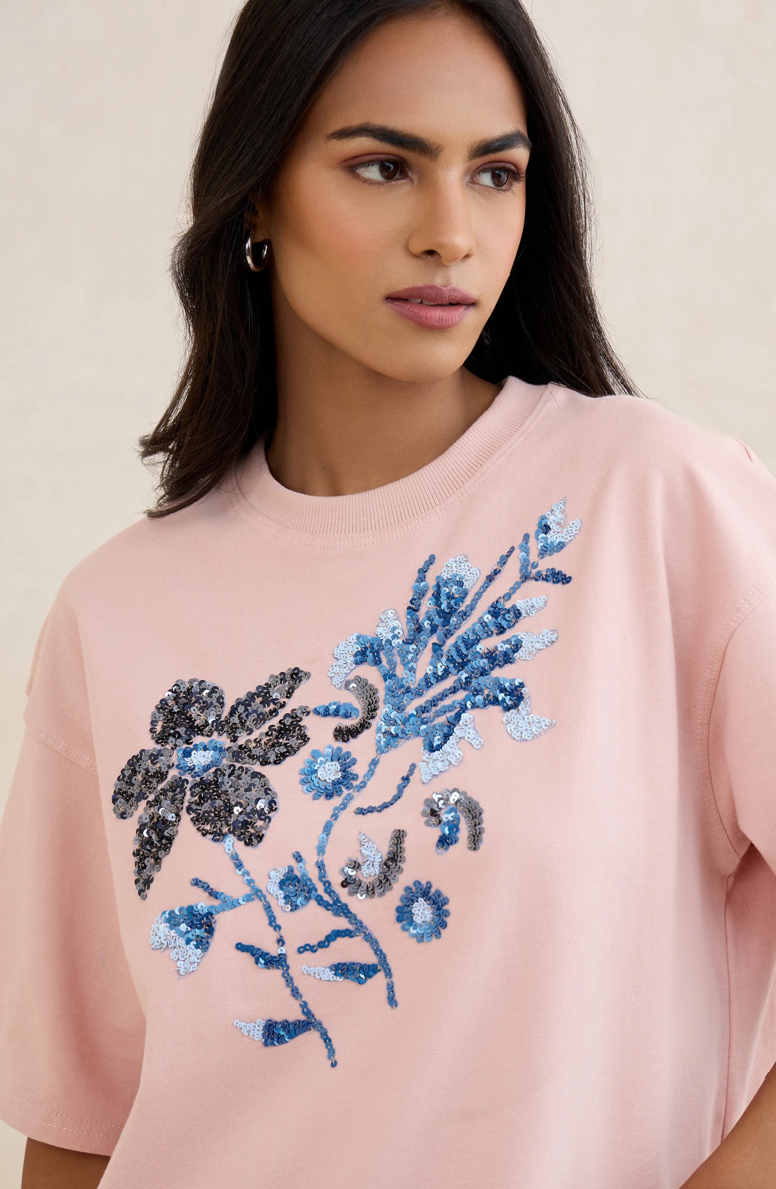 Rosy Dusk Embellished T-Shirt