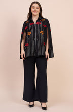 Black Floral Embellished Cape Co-Ord Set