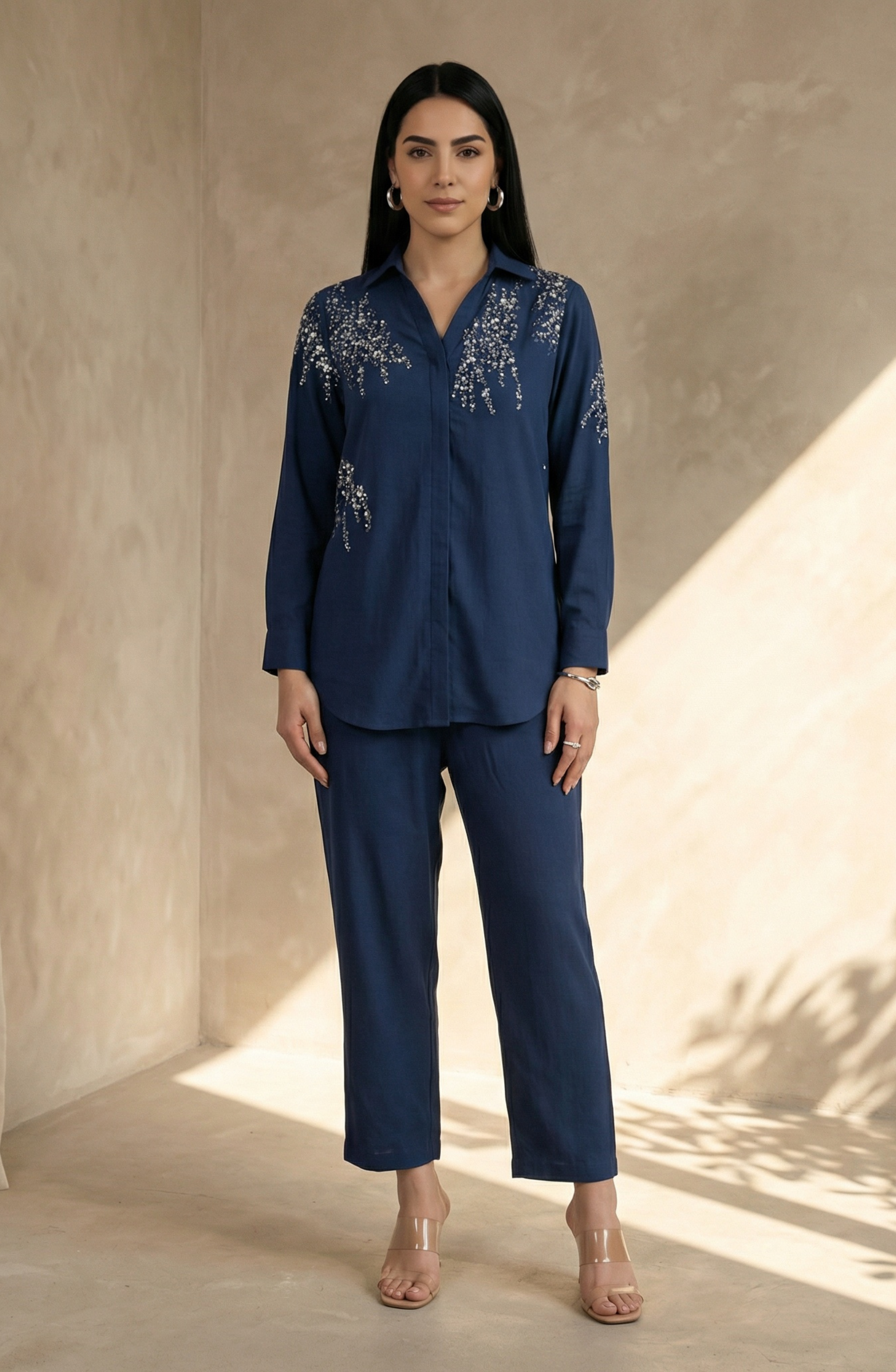 Navy Blue Embellished Co-Ord Set