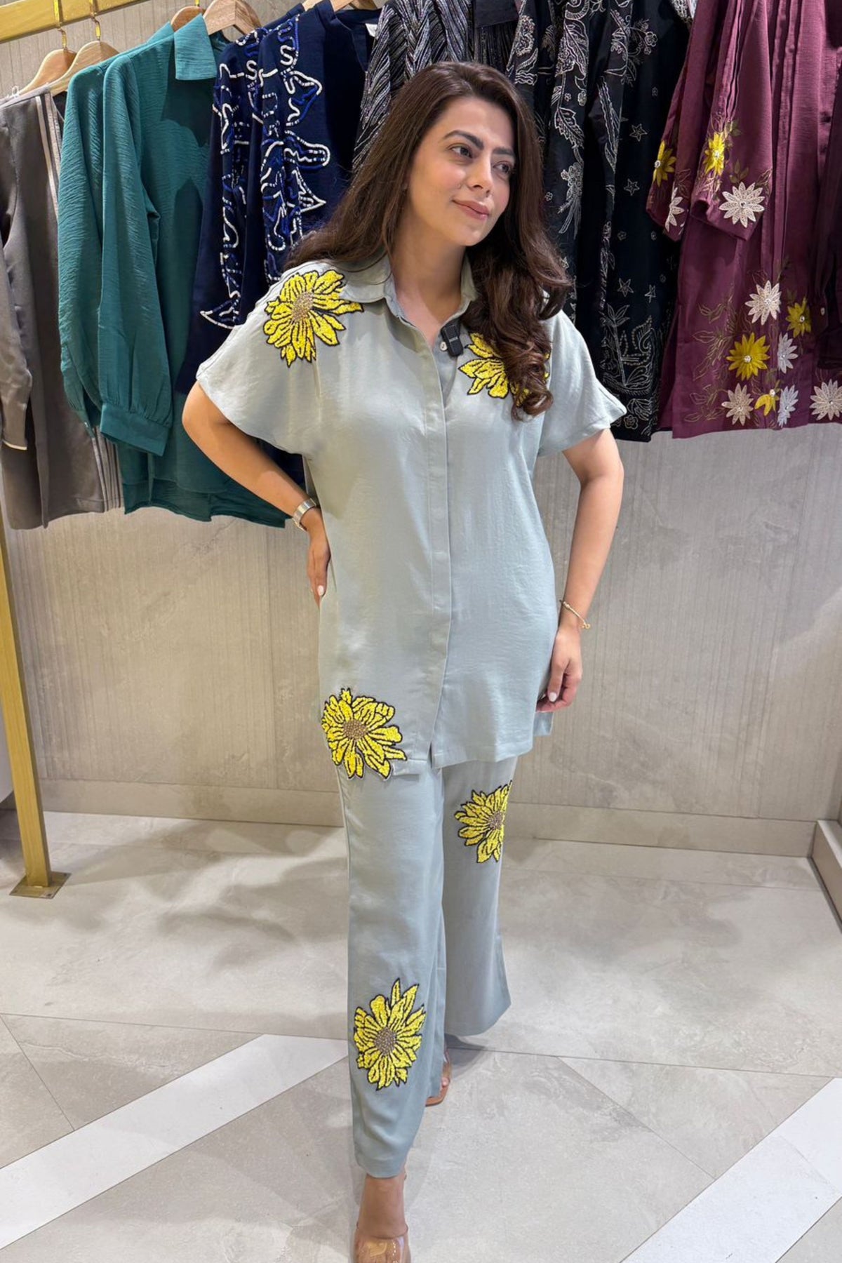 Dusty Grey Floral Co-ord Set