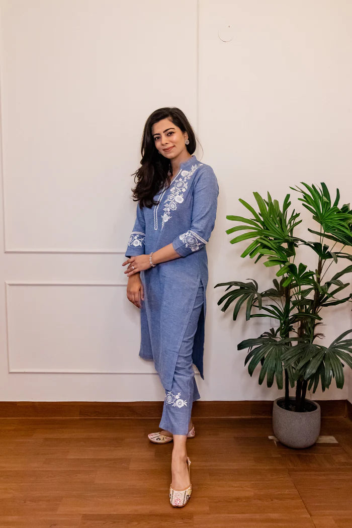 Soft Cotton Denim Kurta Set