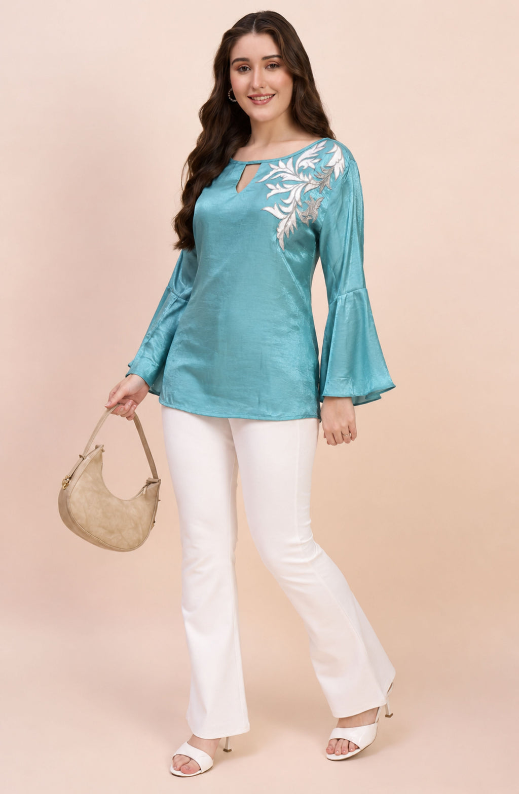 Aqua Blue Embroidered Top