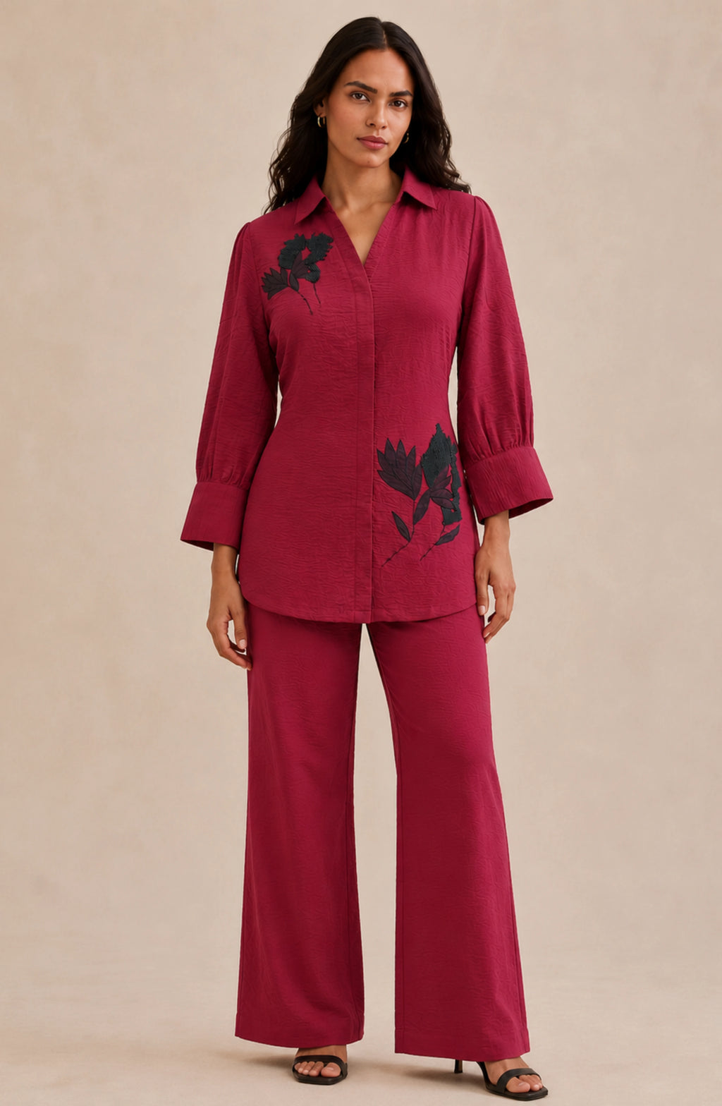 Red Luxe Embellished Co-Ord Set