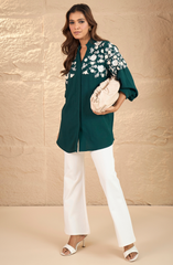 Bottle Green Embroidered Shirt