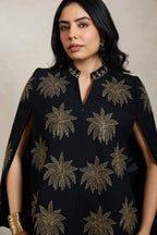 Black Palm Hand Embellished Cape