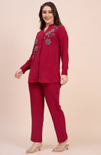 Red Elegant  Embellished co-ord set