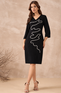 Black Embellished V-Neck Dress