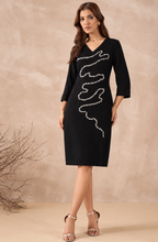 Black Embellished V-Neck Dress
