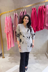 Dull Grey Black Embroidered Shirt