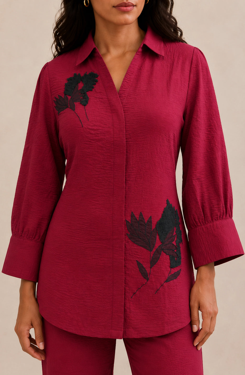 Red Luxe Embellished Co-Ord Set