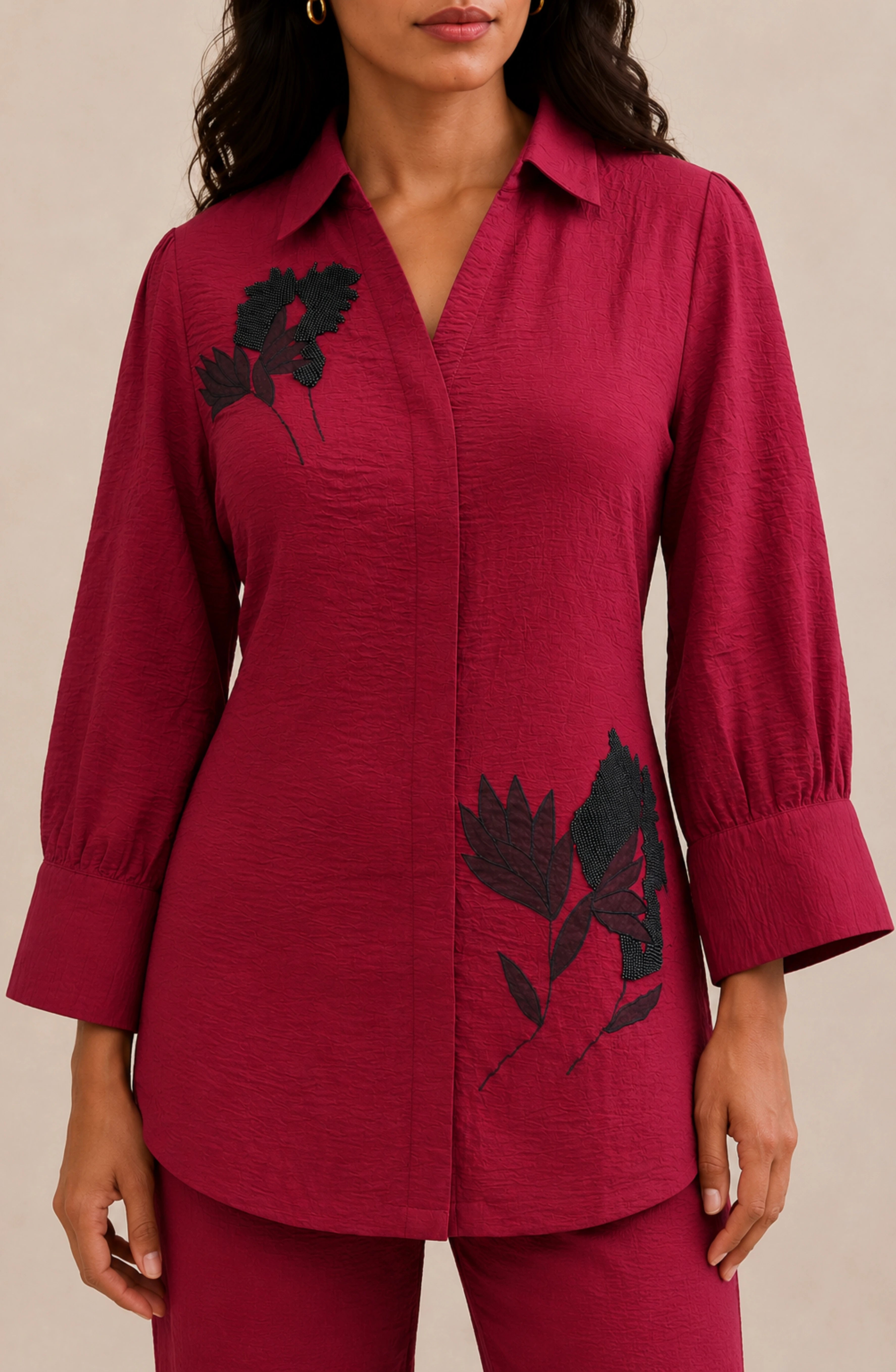 Red Luxe Embellished Co-Ord Set