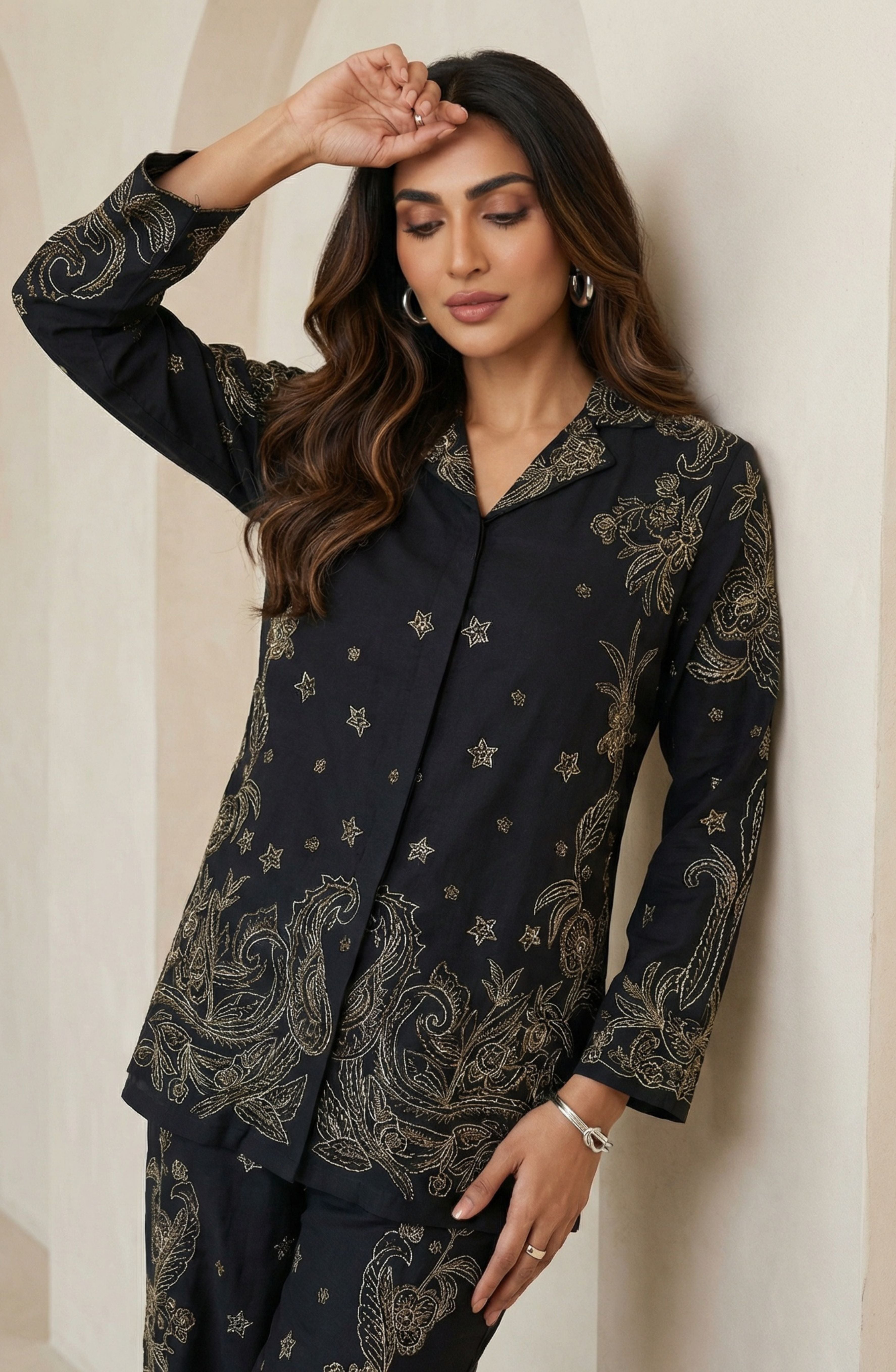 Black Embroidered Co-ord Set