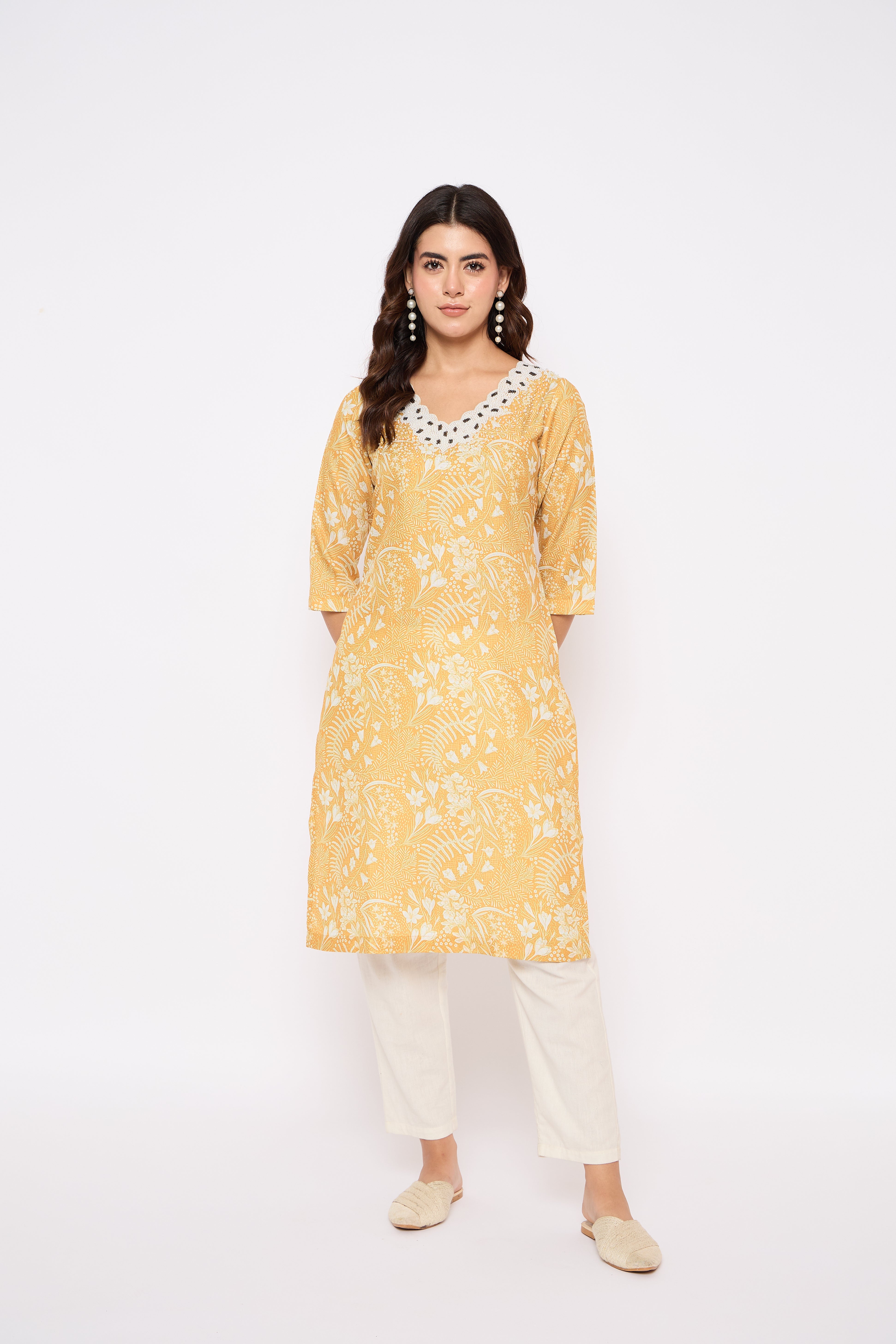 Printed Pearl Work Kurta