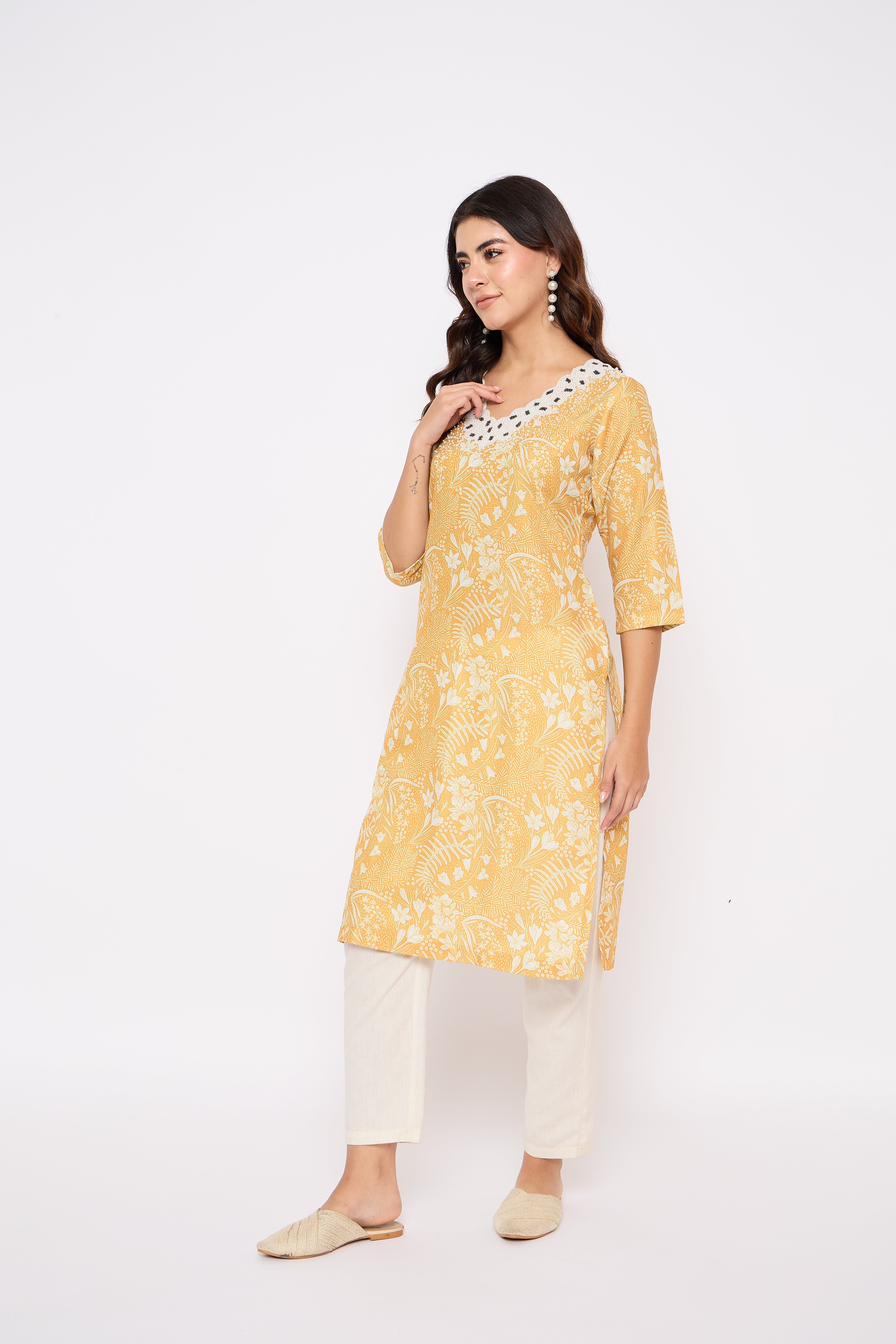 Printed Pearl Work Kurta