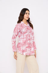 Red and White Printed Viscose Shirt