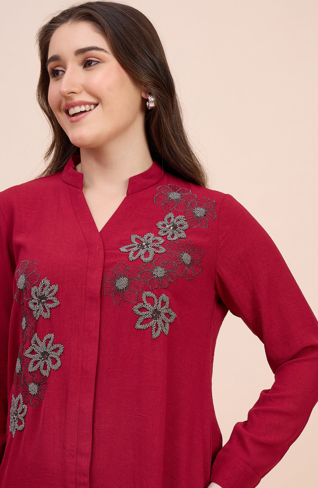 Red Elegant  Embellished co-ord set