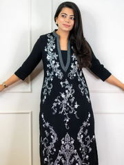 Black Embroidered Kurta Set