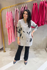 Dull Grey Black Embroidered Shirt