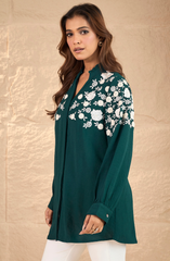 Bottle Green Embroidered Shirt