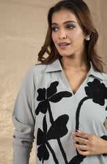 Light Grey Embroidered Shirt