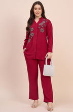 Red Elegant  Embellished co-ord set