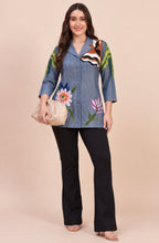 Cotton Denim Colourful Embroidered Shirt